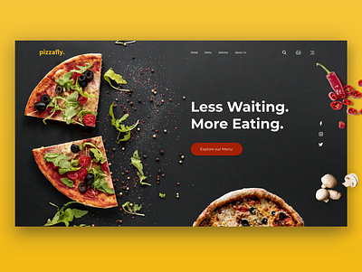 Pizzafly - Pizza delivery site ecommerce shop food food website landingpage pizza website ui ui design ux ux ui web