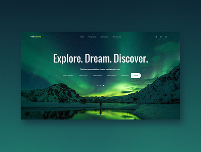 Iceland Tourism - Landing Page design iceland landingpage minimalistic tourism tourism website ui ui design ux