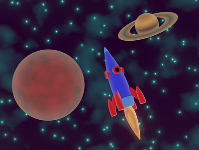 Rocket in space 3d 3d art art b3d blender illustration render rocket space stylization stylized