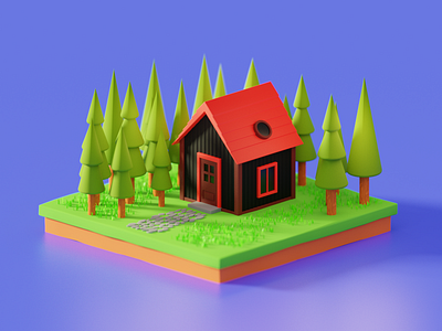 Random house, improved render 3d art b3d blender building house illustration isometric render