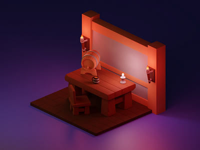 Tavern table 3d b3d blender cartoon illustration isometric render stylization stylized table tavern