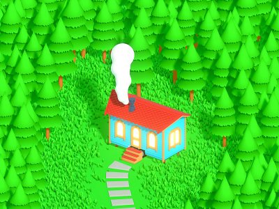 Simply Tiny House 3d art b3d blender forest house illustration isometric render tiny tinyhouse