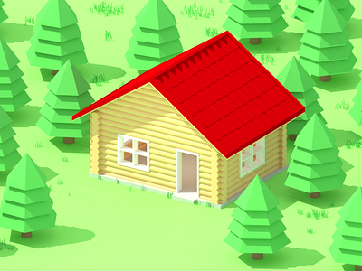 Log house 3d 3d art b3d blender blender3d house log house low poly low poly art lowpoly lowpolyart