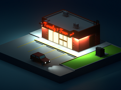 Lowpoly 24/7 market. Night version 2 3d 3d art art b3d blender blender3d building isometric low poly low poly art lowpoly lowpolyart market mart night render