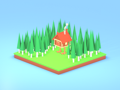 Lowpoly Chicken log house 3d art b3d blender building chicken house isometric log house lowpoly render