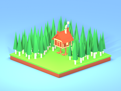 Lowpoly House on Chicken Legs, improved version