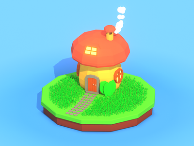 Lowpoly Mushroom house 3d blender building house illustration isometric lowpoly mushroom render