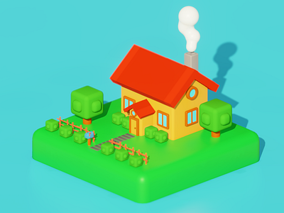 Random lowpoly house 3 3d art blender house illustration isometric lowpoly render stylization