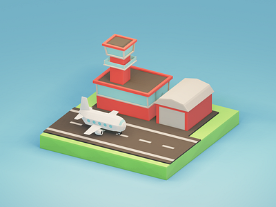 Lowpoly airport. [Creating timelapse video in Description]