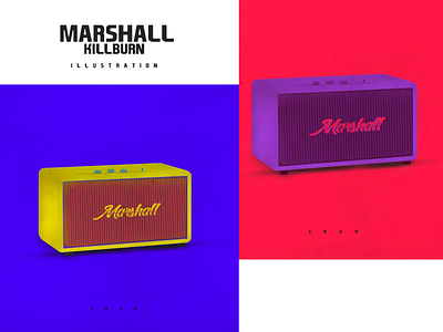 Killburn Marshall design flat illustration marshall minimal speaker typography vector
