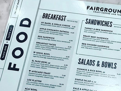 Fairgrounds Menu cafe diner diner menu fair farm food menu mindfully sourced