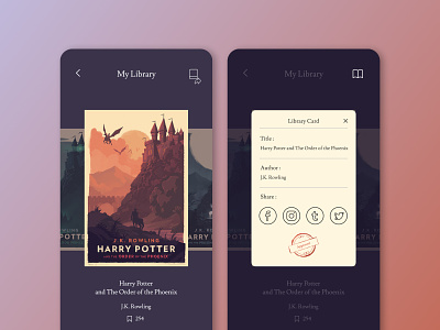 Social Share Concept 📙 abstract book concept daily ui 010 dailyui design interface library library card product product design reading app sharing social social share socialmedia ui ui ux ui design user experience
