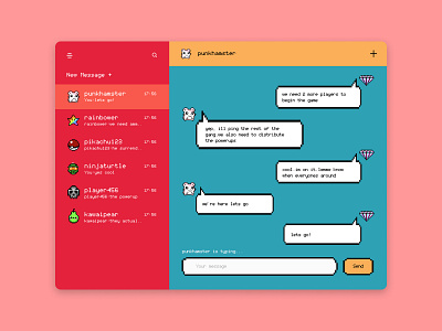 Direct Messaging concept for a game 🎮 chat colors concept daily ui 013 dailyui design direct messaging fun game game design interface message pixel pixelart product product design ui ui ux ui design user experience