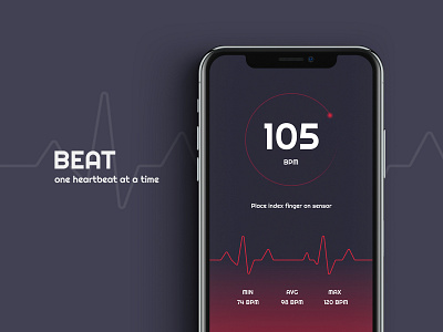 Beat - Heart Monitor App analytics branding clean concept daily ui 018 dailyui design heartbeat interface medical medical app product product design ui ui ux ui design user experience ux
