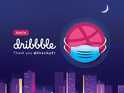 Hello Dribbble First Shot concept covid19 design firstshot flat hello dribble illustration logo mask minimal minimalist logo stayhome staysafe ui vector wearmask