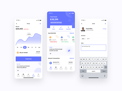 Coinbase App Redsign Challenge by UpLabs app design blue clean coinbase crypto finance investment minimal mobile ui money ui