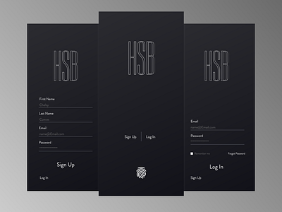 HSB Log in & Sign up app banking black white design flat illustration logodesign ui ux