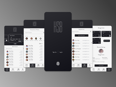 HSB money transaction app app banking black white branding design flat icon illustration typography ui ux web