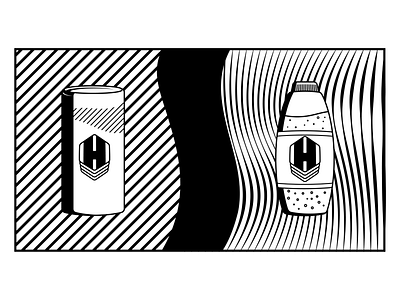 Regular H Drink black black white bottle can art drink illustration illustrator mobile app mobile ui ui ux white