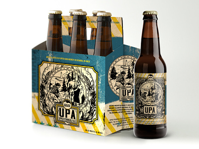 Upper Hand - UPA beer branding brewery elegant seagulls grunge label design packaging six pack texture