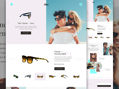 Tens Pitch e commerce ecommerce elegant seagulls exploded grid fashion landing modern muted shop store sunglasses tens