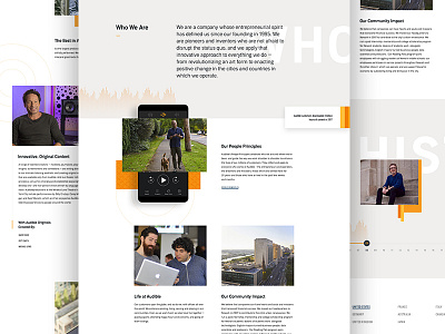 Audible - About Page about clean history motion sound timeline ui ux design web desgin