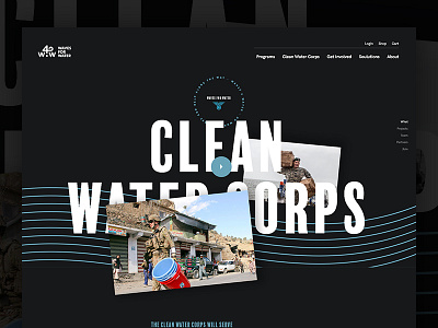 Clean Water Corps dark landing non profit nonprofit ui ux veteran web