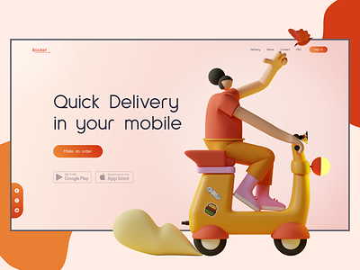 Delivery Service website 3d app delivery design food minimal mobile online ui ux web webdesign website