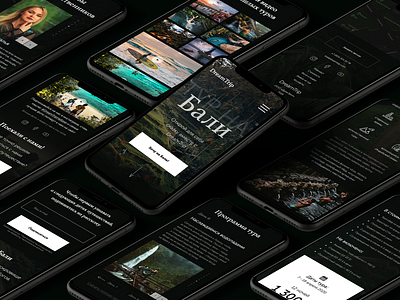 Mobile version of travel agency website adaptive app bali design minimal mobile photo travel ui ux web webdesign website