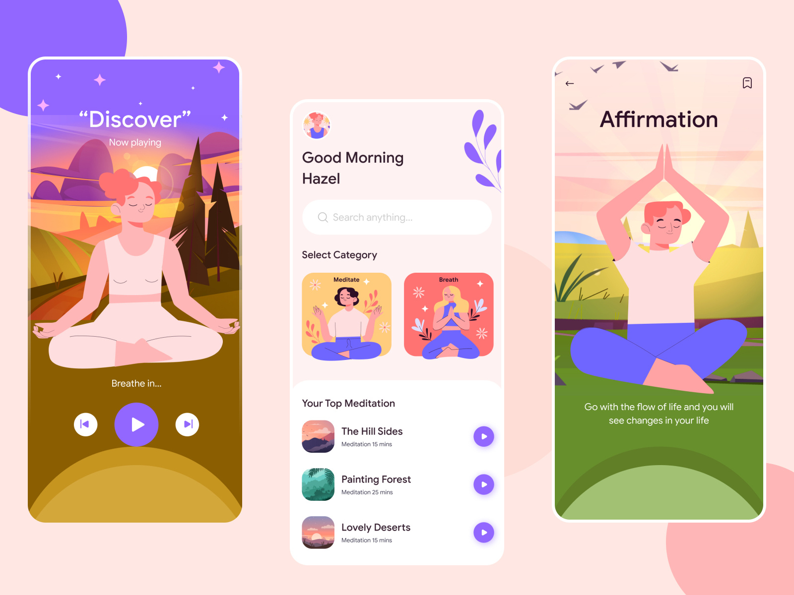 Meditation app - Mobile design by Alina Holinka on Dribbble