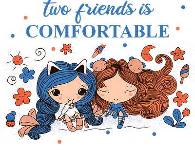 The silence characterdesign cute design friendship girl girls illustration kawaii positive red hair vector