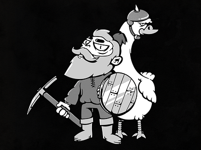 Brave dwarf Grumpur and his war goose