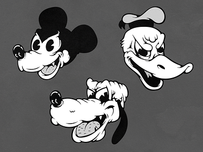 Not the same bw characters creepy disney disneyland dog donald donald duck duck illustration mickey mouse monochrome mouse pluto vector vectorart