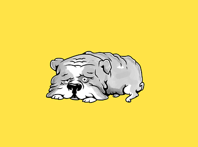 English Bulldog bulldog characters dog dogs illustration monochrome pet pets
