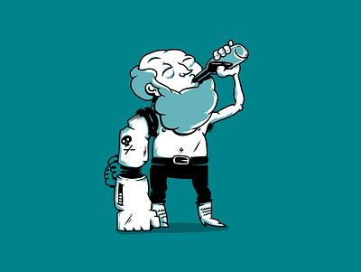 Cyborg Pirates. Jacob Devilson. Boatswain. characters cyborg drunk illustration monochrome pirate pirates sailor tech