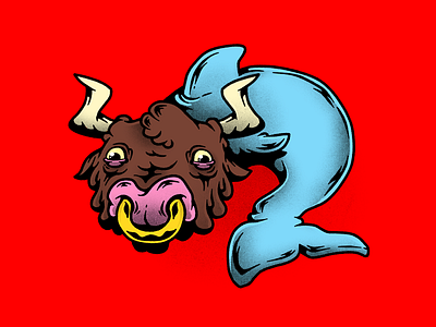 Dolphin Bull animals bull characters dolphin humor illustration mixed mutants mutation