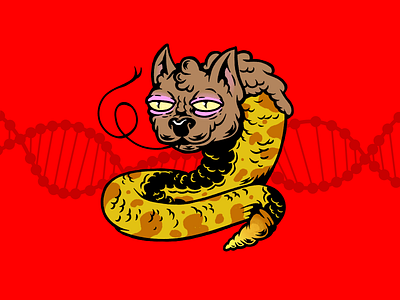 Snake Cat cat character design characters humor illustration mutants mutation pets snake toxic