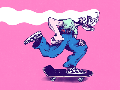Skate or die characters humor illustration skate skateboard skateboarding skater skull vans