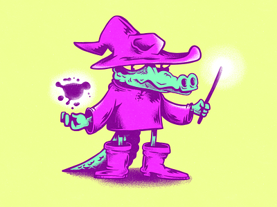 Wizardile animals characters crocodile illustration magic wizard