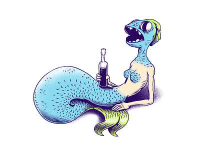 Drink like a fish characters drink fish humor illustration mermaid myth