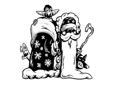 Grandfather Frost characters frost grandfather halftone illustration monochrome