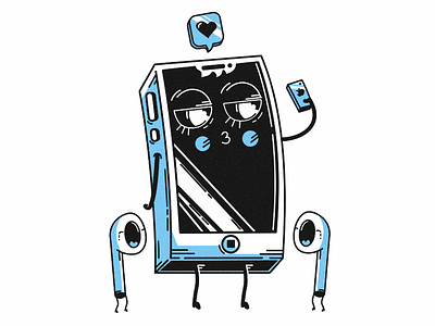 Selfie Addiction airpods characters humor illustration iphone like likes selfie