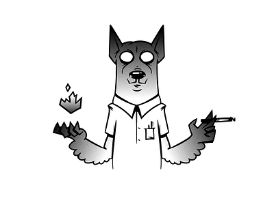 Smoking Kills characters cigarette creepy dog illustration kills monochrome smoking vector
