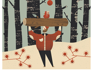 Woodland adventure artwork illustration ilustracja lumberjack rysunek textures vector winter woodland
