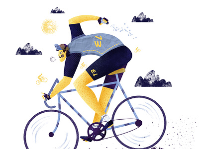 Superstitions in pro cycling artwork bike character character design cycling editorial editorial illustration illustration ilustracja rower rysunek sport textured