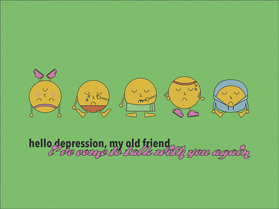 feelin' blue cartoon depression graphic illustration mental health repetition sad vector