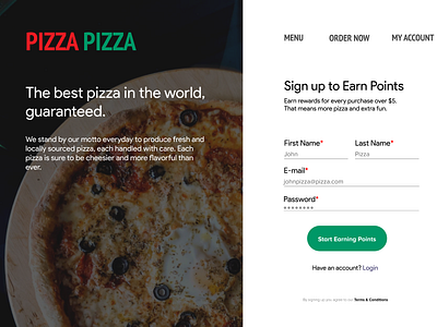 Sign Up Form dailyui dailyui01 landingpage pizza typography ui web website