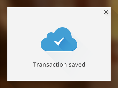 Transaction saved check close cloud lightbox long shadow