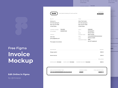 Invoice Mockup / Figma Template #6 by @moqop business figma invoice mockup moqop receipt template