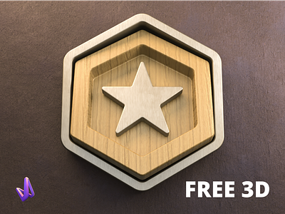 3D Badge Icon 3d app award badge icon ios logo render star store vectary wood